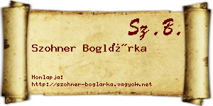 Szohner Boglárka névjegykártya